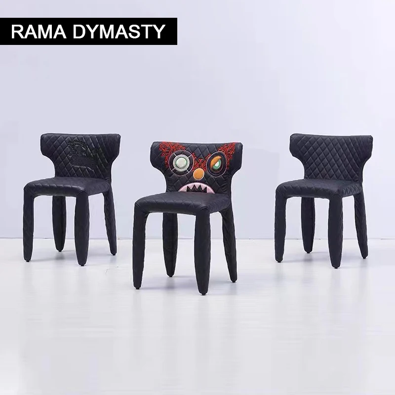 Modern Personalized Embroidery Chair Simple Creative Dining Chair Home Leisure Chair