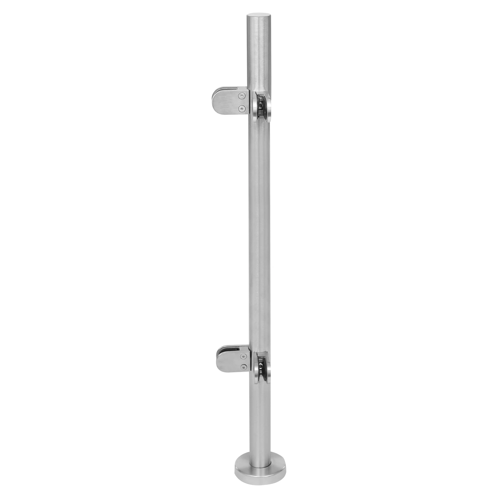 316 Stainless Steel Railing Post, Brushed Silver Finish, Decorative Cover, Silicone Pads for Glass Support, Max Load 80kg,
