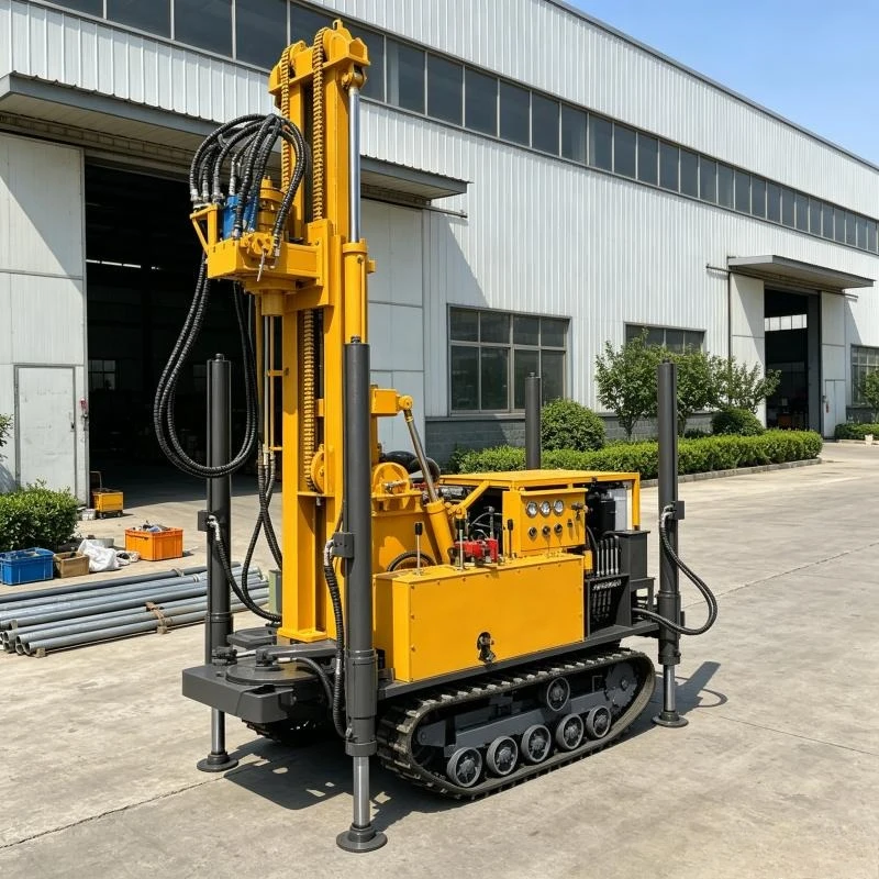 Efficient Mud And Air Dual Drill Rig 400m Water Well Core Borehole Portable Crawler Hydraulic DTH Diesel Machine