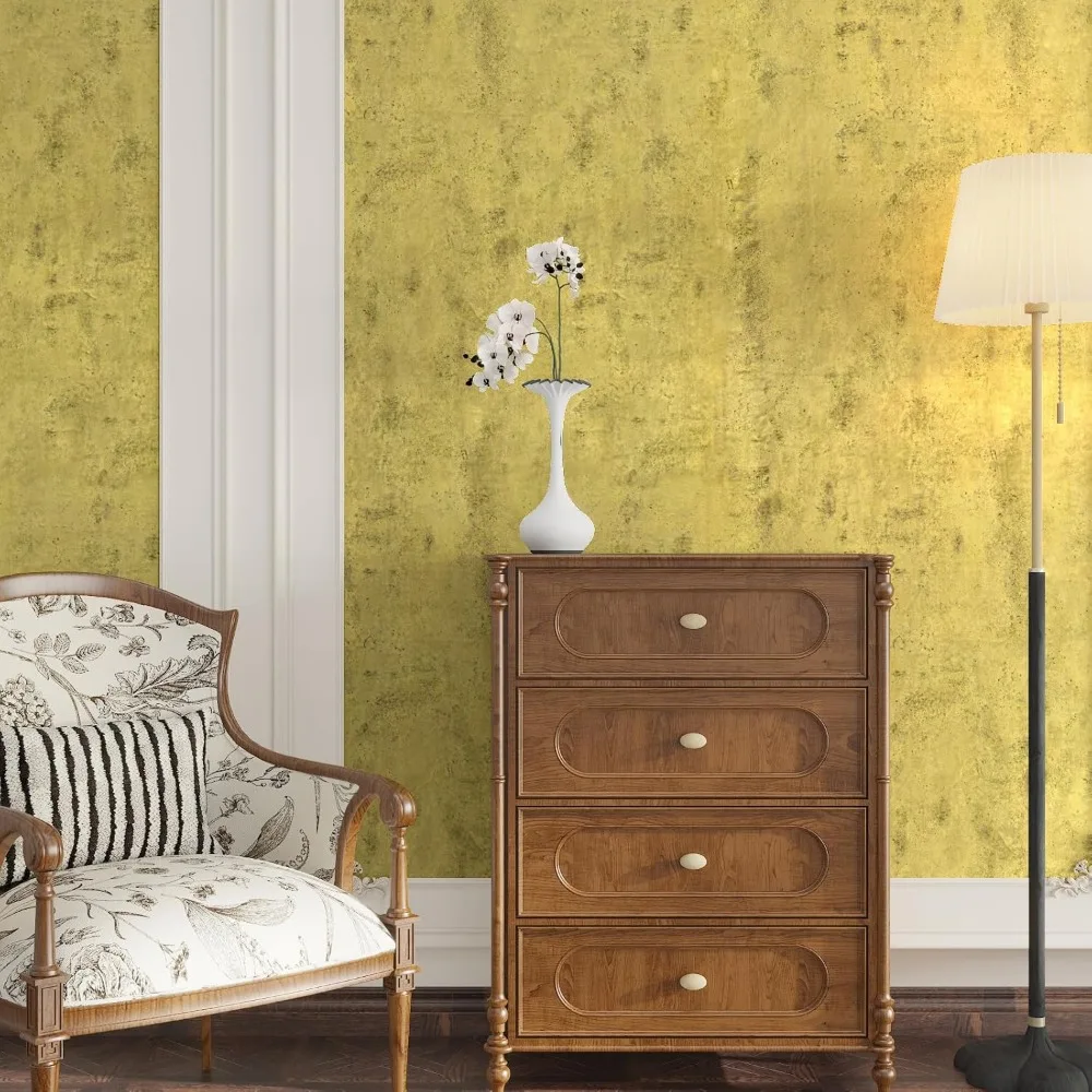 ورق جدران قابل للتقشير واللصق من رقائق الذهب العتيقة - فينيل غير لامع مقاوم للماء ثلاثي الأبعاد لمظهر الخرسانة العتيقة