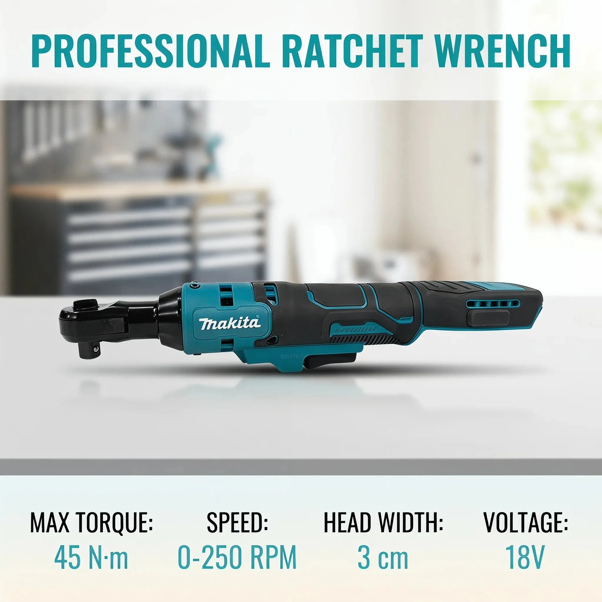 Makita DWR180Z 18V LXT Cordless 6.35mm Drive Ratchet Wrench 47.5N・m Angle Head For Compact Engine Bay Suspension Maintenance