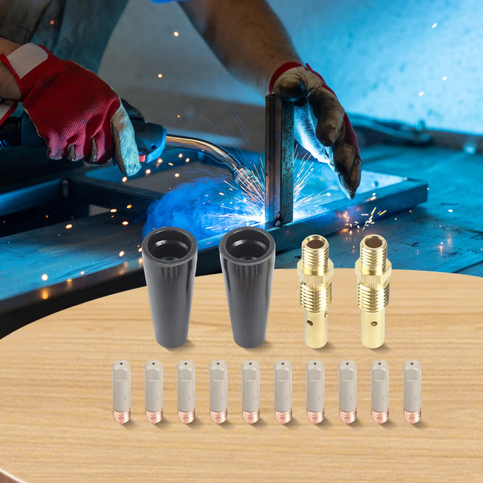 

Coated Welding Accessories Gasless Welding Kit Gray Nozzle Welding Kit Coated Welding Tips Metal Copper Material