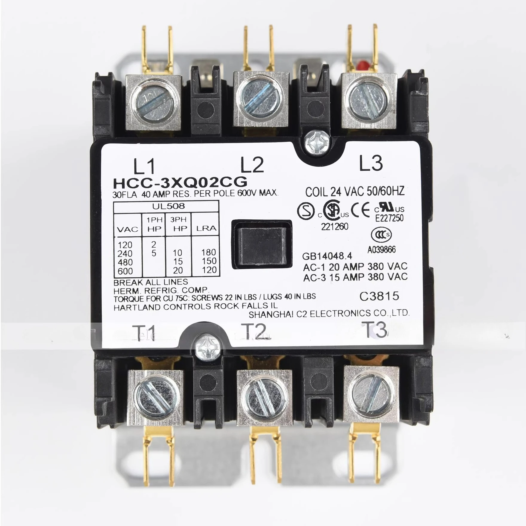 

24 В 30 А HCC-3XQ02CG промышленный обогреватель для кондиционирования воздуха, тепловой насос UL CE, американский трехфазный контактор переменного тока