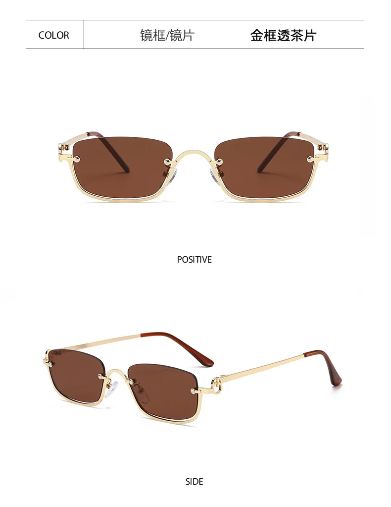 Modische Metall-Halbrahmen-Sonnenbrille, schmale, kleine Sonnenbrille, Hip-Hop, UV-beständig, Fahrrad-Sonnenbrille, Reisebrille – Detail 10