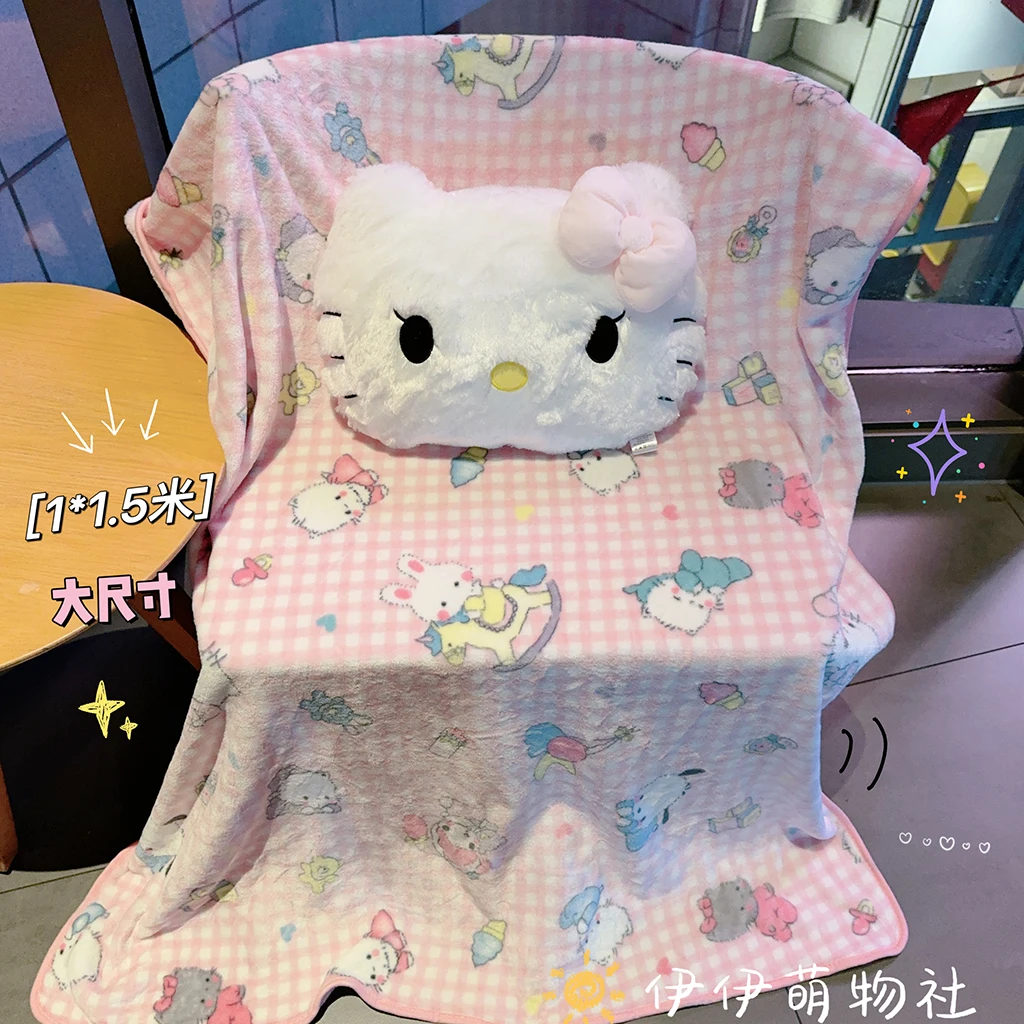 كبيرة الحجم لطيف مرحبا كيتي ألعاب من نسيج مخملي سانريو أنيمي الأجهزة الطرفية مرحبا كيتي بلوشيز وسادة بطانية KT القط مرحبا كيتي محشوة دمية