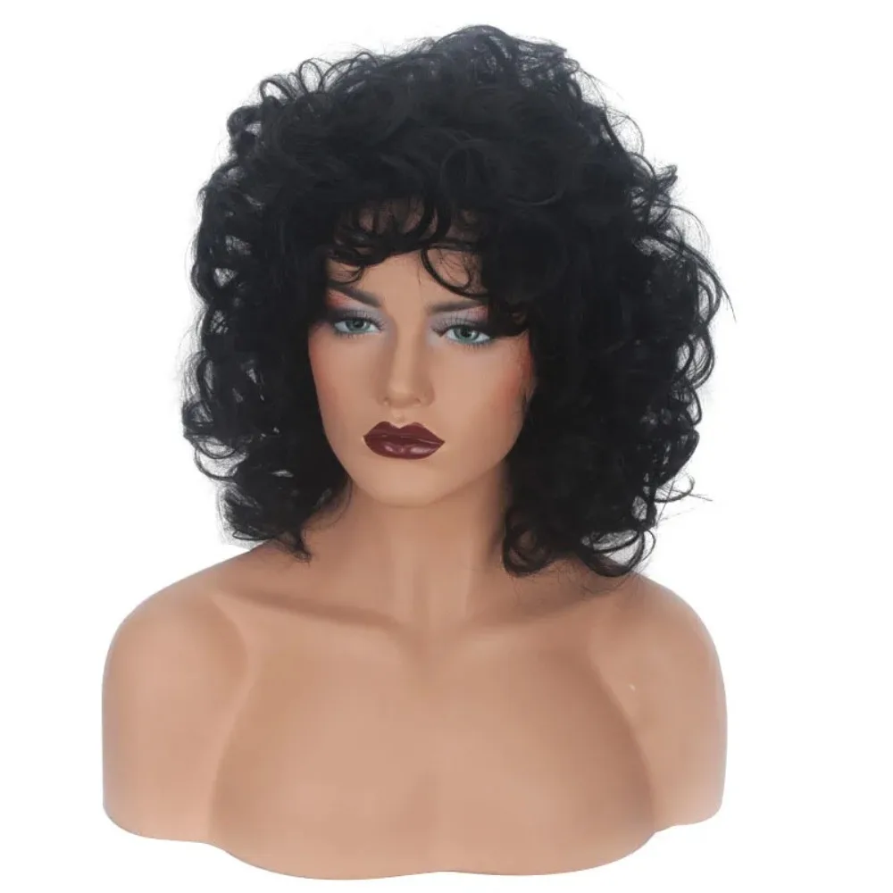Synthetic Curly Wig Natural Kinky Afro Style Heat Resistant Fiber Wig for Women Glueless Daily Party Use