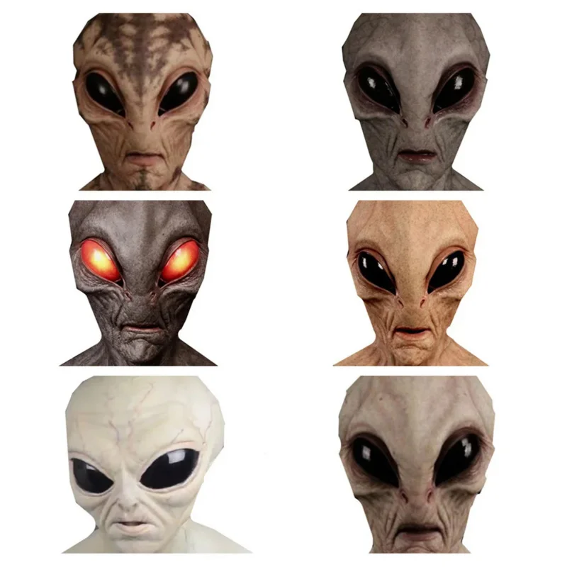 

6 Type Halloween DIY Alien Masks Horror Cosplay Costumes Halloween Party Latex Full Face Mask Prop Terror Headgear Doll Masquera