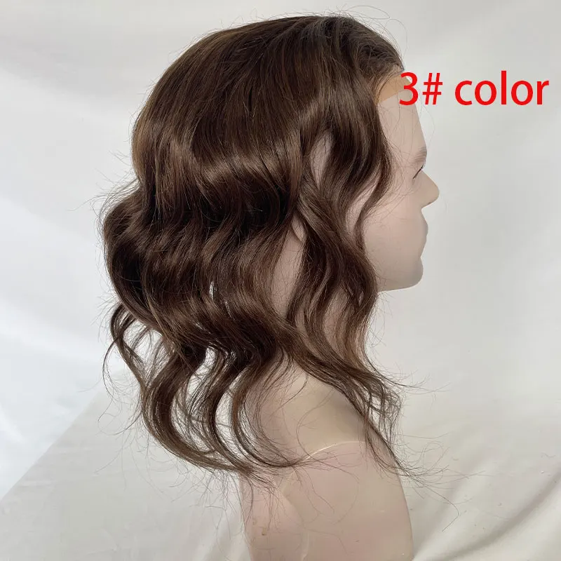 Rambut palsu untuk pria dengan 100% rambut manusia Virgin 12 "Atasan Mono depan renda dengan Wig pria PU ukuran dasar 8x10sistem potong rambut gelombang longgar