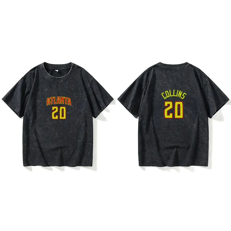 

Мужская футболка Atl Hawks Trae Young Collins, новая, большого размера, свободного кроя, летняя, модная