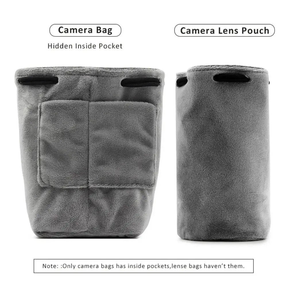 

Adjustable Strap Camera Storage Bag Dustproof Velvet Lining Lens Protective Case Handbag Inner Bag Photography Protective Bag