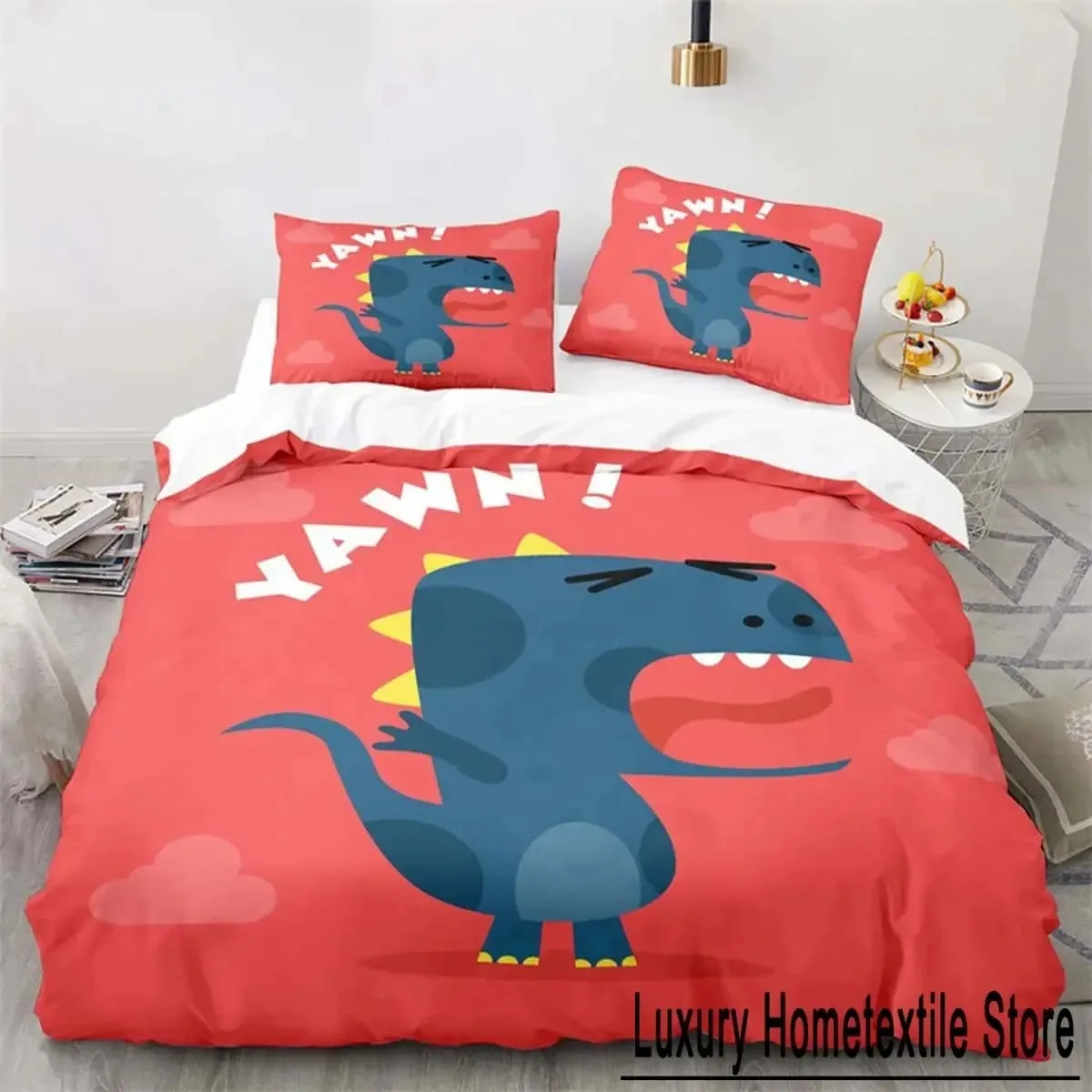 

Cartoon Dinosaur Duvet Cover Cute Animal Bedding Set Twin For Kids Boys Girls Decor Microfiber Comforter Cover With Pillowcases