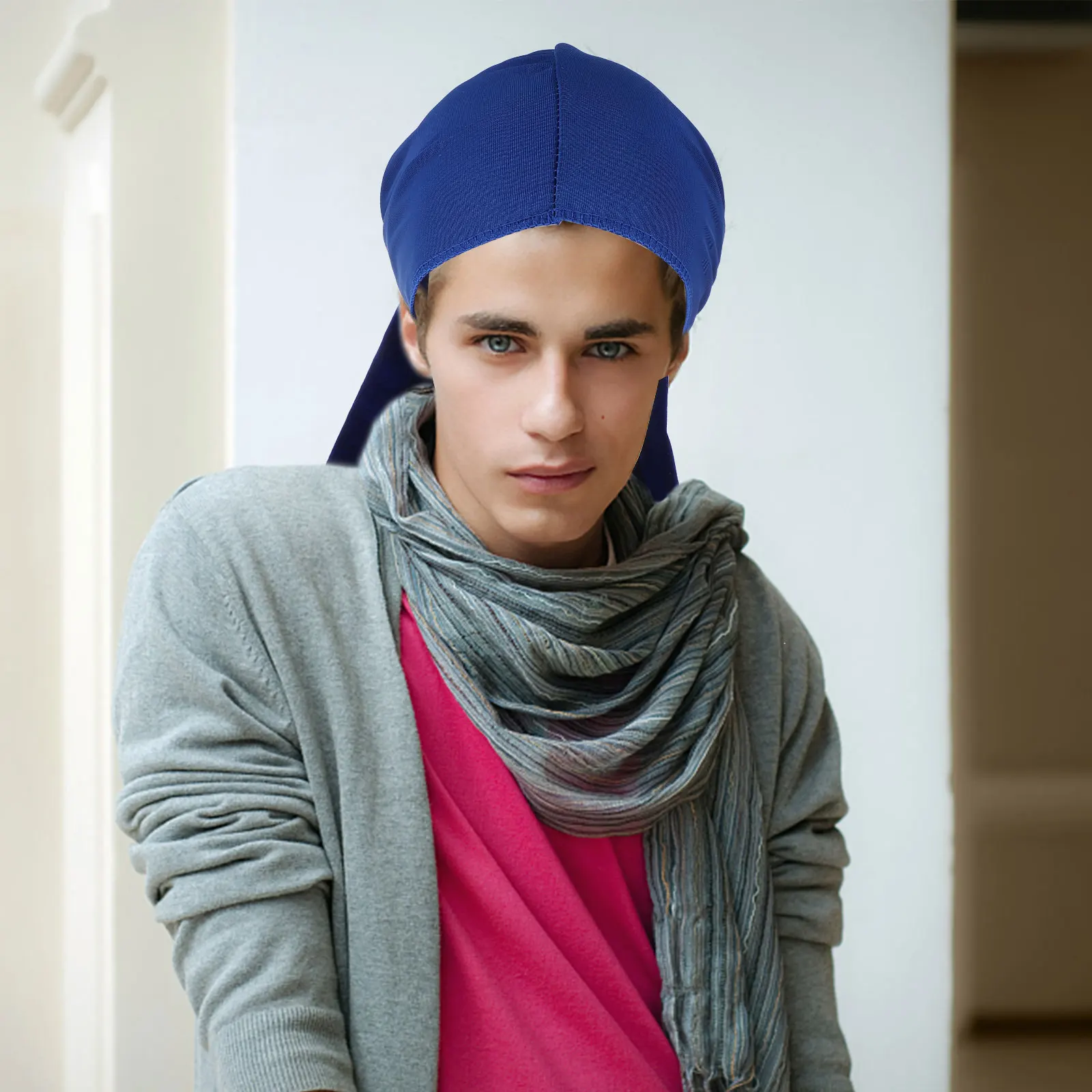 

Durag Hat for Men Women Long Durag Elastic Head Scarf Wrap Smooth Fabric Lightweight Breathable Riding Durable