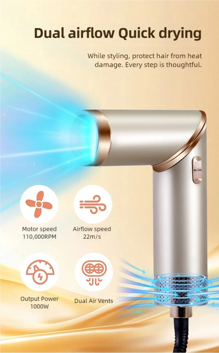 5-in-1-Griff, faltbarer Haartrockner, tragbarer multifunktionaler Haartrockner für zu Hause, Negativ-Ionen-Haarpflege, Lockenstab, persönliches Styling – Detail 4
