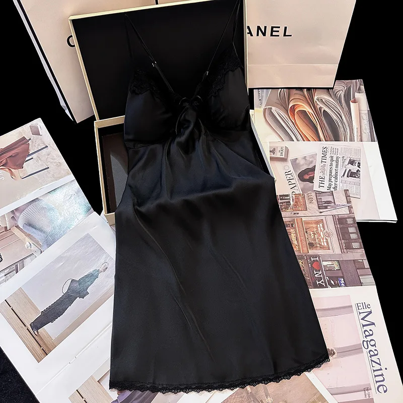 Women 2 Piece Lingerie Set Satin Lace Nightgown Bridal Robe With Belt French Style Sexy Sleepwear for Wedding Honeymoon