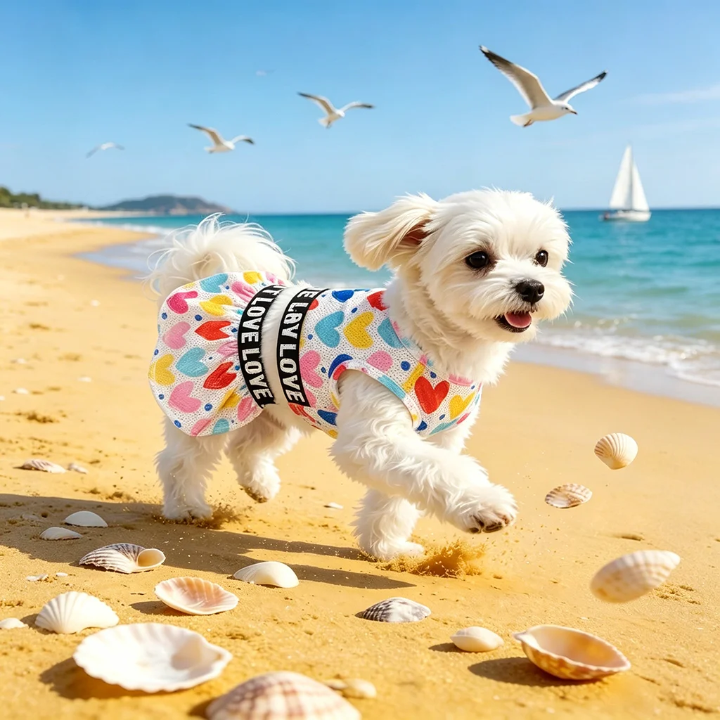 Conjunto verano para perro: camiseta malla y falda corazones - imagen 5