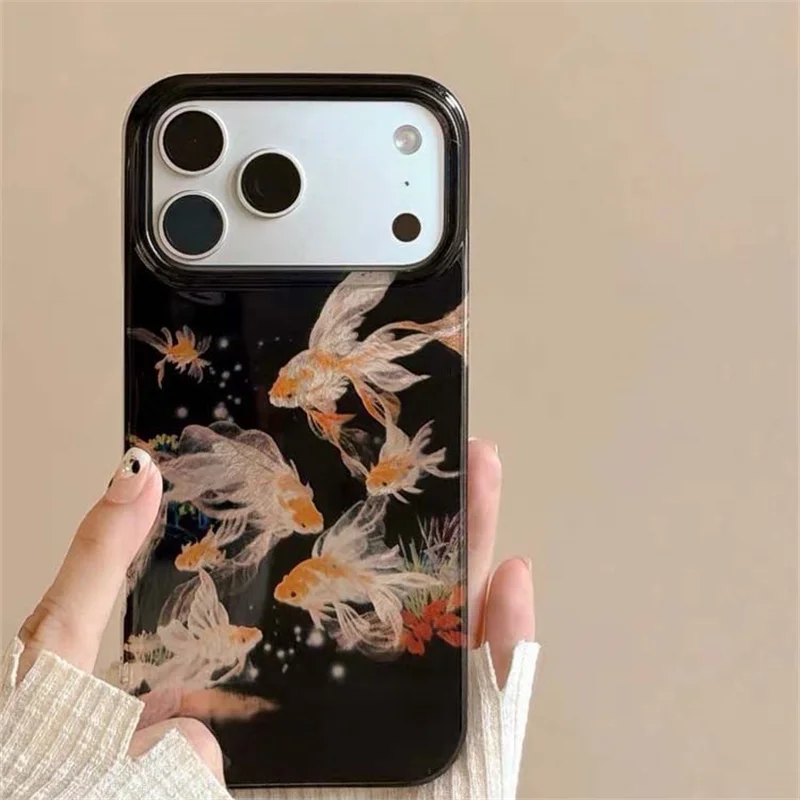 Whirlpool-Muster IND Black Bottom Lucky Koi Handyhülle für iPhone 11 12 13 14 15 16 17 18 Pro Max – Detail 2