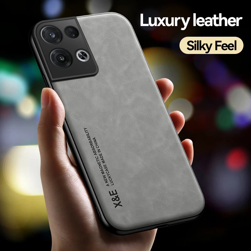 Premium Sheepskin Leather Case For OPPO Reno 9 8 Pro Plus 7 6 Pro 8T 5 Lite Car Holder Magnetic Case For Find X6 X5 X3 Pro A94