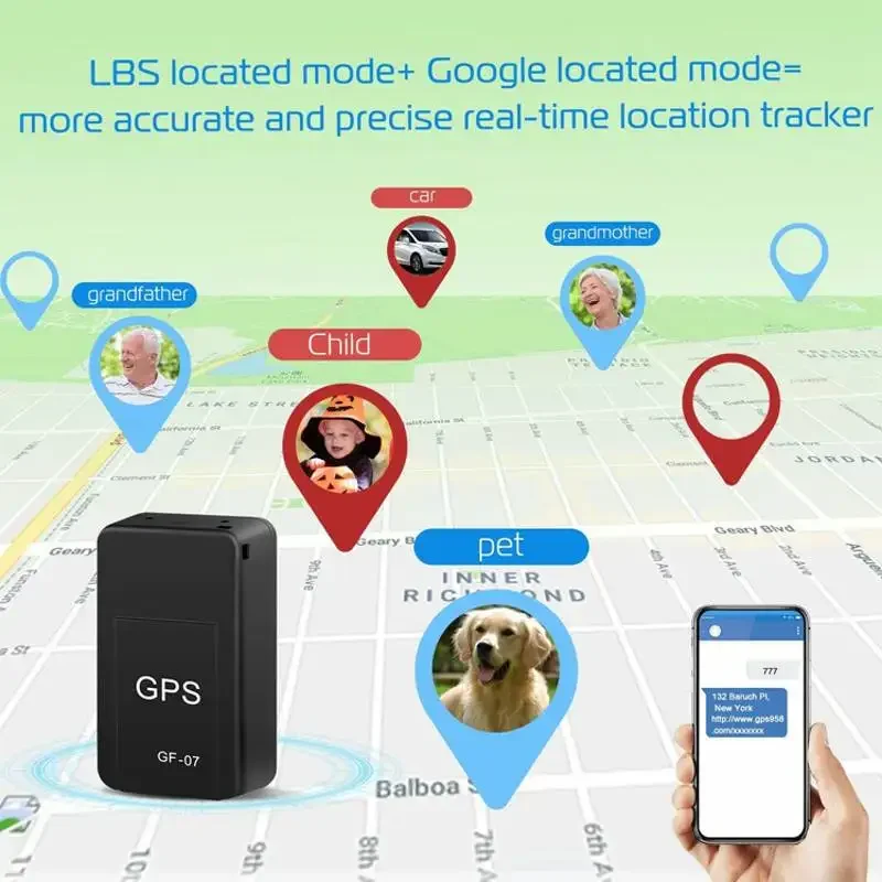 Localizador de coche con GPS, dispositivo de seguimiento en tiempo Real, antirrobo, antipérdida, montaje magnético fuerte, posicionador de mensajes 2G SIM, GF-07