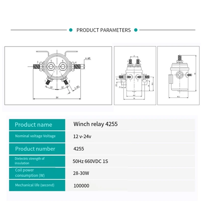 A95I-300A 12V Samochodowa wyciągarka elektryczna Przekaźnik silnika Elektromagnetyczny przełącznik wysokoprądowy Przekaźnik wyciągarki 4255-6P