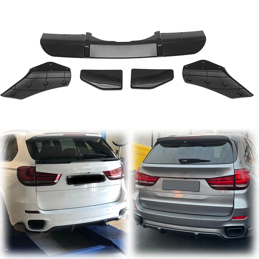 4PCS 2014 - 2018 For BMW X5 F15 M Sport MP Style Rear Bumper Lip Diffuser Spoiler Side Splitter Cover Body Kit ABS Gloss Black