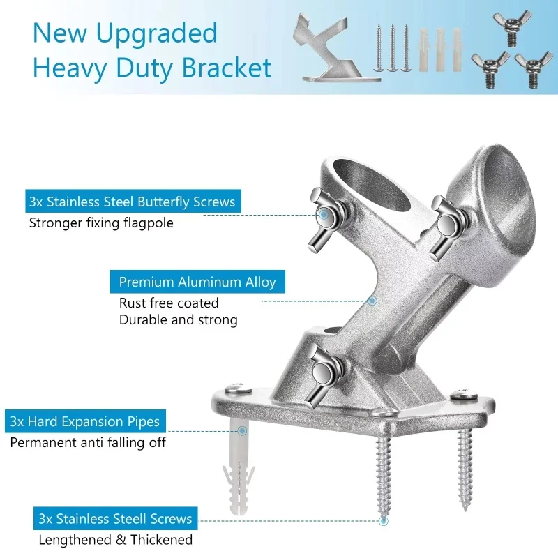 Outdoor Rust-proof Aluminum Flagpole Mounting Bracket Secure Base for Yard Garden Decoration