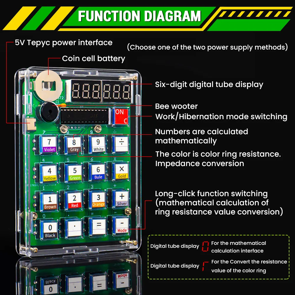 DIY Calculator Electronic Production Kit LED Digital Tube Display With Shell Single-Chip Microcomputer Welding Practice Kit