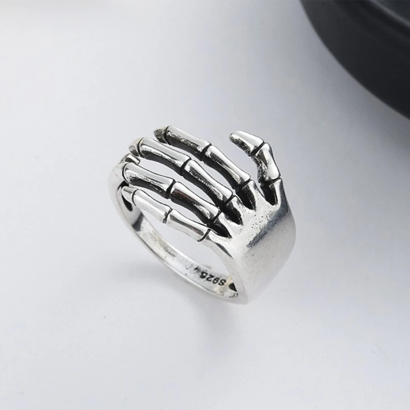 Adjustable Skelton Hand Wrap Band Ring Finger Ring for Men Teen Girl Drop shipping