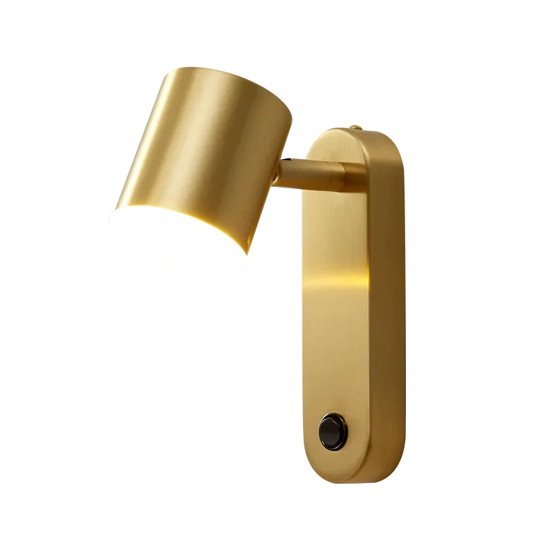 ALBERT Nordic Copper Wall Lamp LED Creative With Switch Black Sconce Light Angle Adjustable For Decor Home Living Room Bedroom