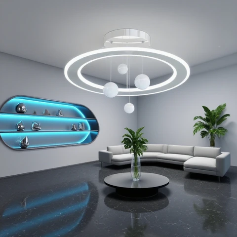 SANDYHA Lunar LED Ceiling Light Cream French Style Hanging Lamp for Living Room Bedroom Decorative Lighting Fixtures