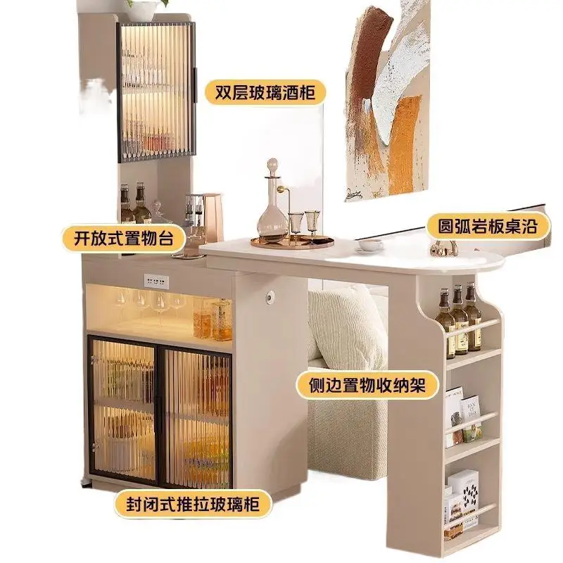 Bar partition living room pull-out sofa bar counter retro black storage  side cabinet with dining table children