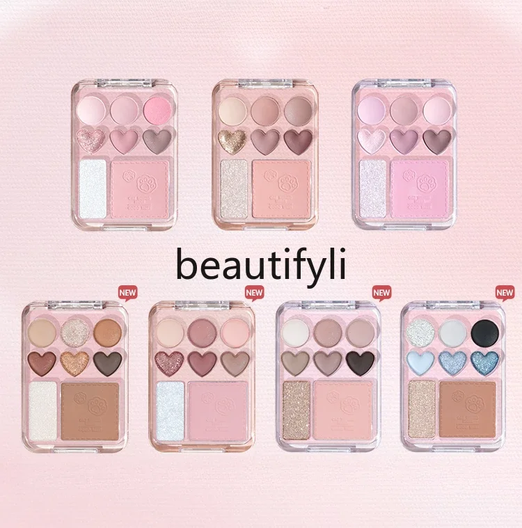 eyeshadow disc, blush, highlight, all-in-one disc, caramel, pink brown, earth color, affordable, various combinations.