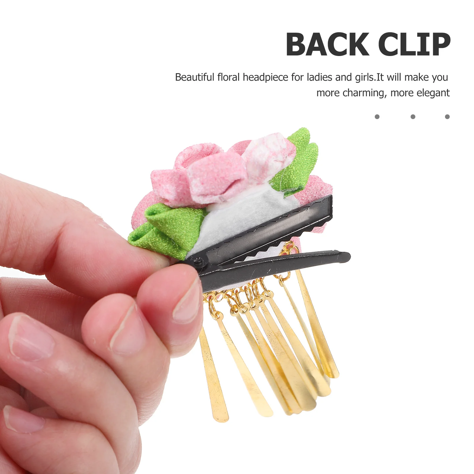 

2Pcs Floral Headband Light Pink Japanese Style Fabric Metal Exquisite Hair Accessories Women Girls Elegant Charming Look