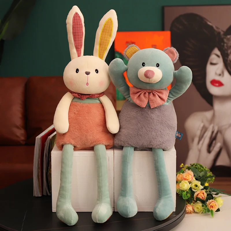 65-70cm Vintage długie ręcznie niedźwiedź Bunny pluszowe zabawki miękkie lalki wypchane zwierzęta Cartoon pluszowe zabawki Kawaii dla dziewczyny dzieci prezenty