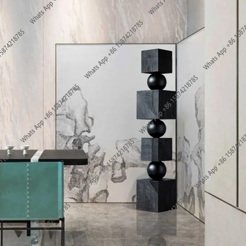 M40 Laminated Wood Carvings Floor-to-ceiling Ornaments Hotel Lobby Sales Office Decoration Creative Geometric Sculpture Artwork