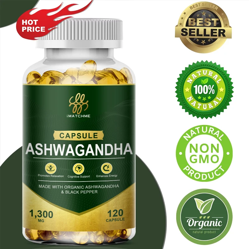 Organic Ashwagandha Extra Strength Stress & Mood Support, Immune Health with BioPerine - Non GMO Formula, Vegetarian Capsules