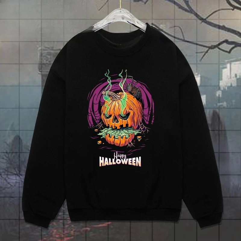 

Halloween Night Pumpkin Ghost Festival Event Crew Neck Sweater Thin Men's and Women's Crew Neck Long Sleeve Casual Sweatshirt