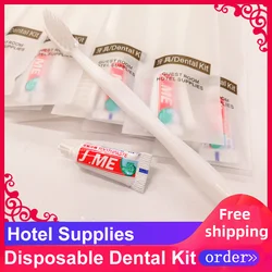 Escova De Dentes Descartável Branca E Creme Dental Kit, Aparelho De Cuidados Pessoais, Suprimentos De Hotel, Atacado