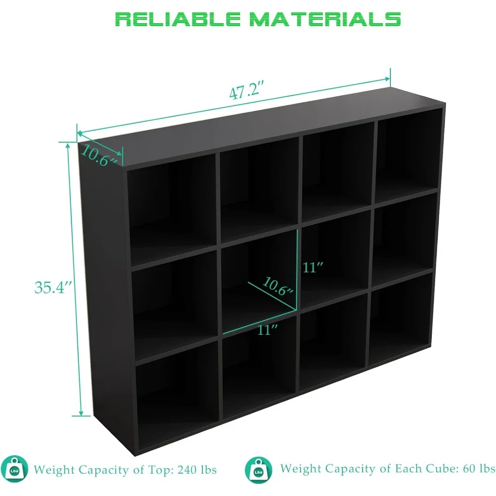 3 Tier Cube Storage Shelf Bookcase Open Book Rack Display Cabinet for Home Office