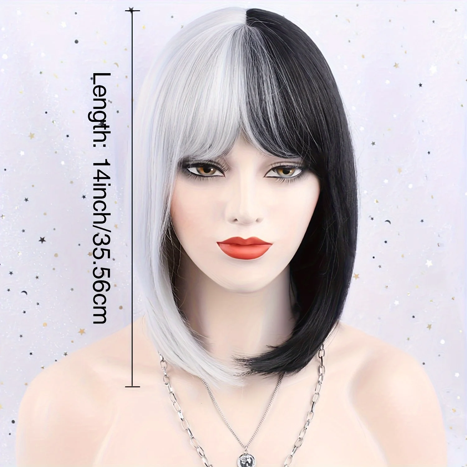 باروكة بوب قصيرة مستقيمة مع غرة للنساء - باروكة صناعية ملونة للحفلات التنكرية اليومية #2