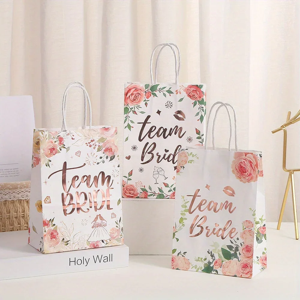 5Pcs Bride Tribe Team Bride Paper Gift Bag Bride To Be Wedding Party Bride Shower Hen Party Decoration Supplies