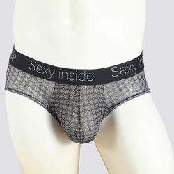 Mens Sexy Mesh Boxer Briefs See Through Striped Printed Underwear Man Low Rise Penis Pouch Underpants Male Sexy Leopard Panties