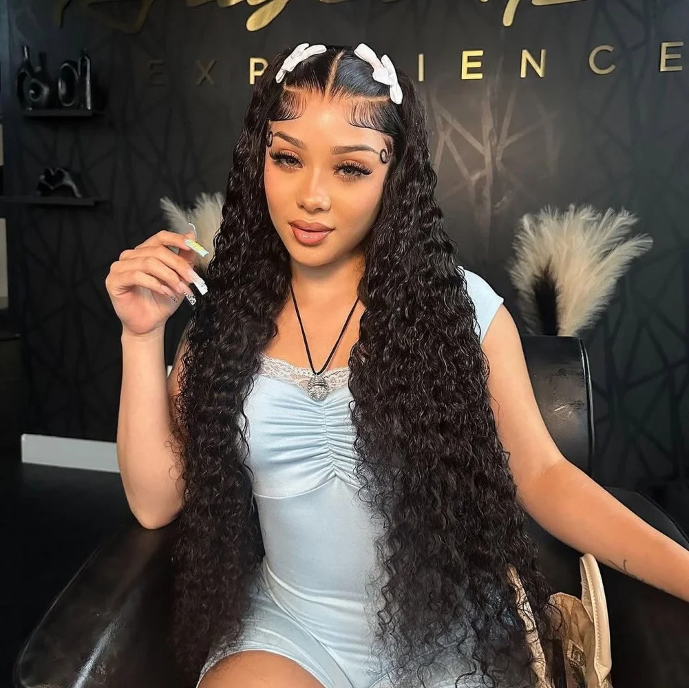 1B موجة عميقة خصلات الشعر المستعار الإنسان الدانتيل الشفاف الباروكات الأمامية 13 × 4 قبل قطعها 200 الكثافة الدانتيل الجبهة خصلات الشعر المستعار الإنسان