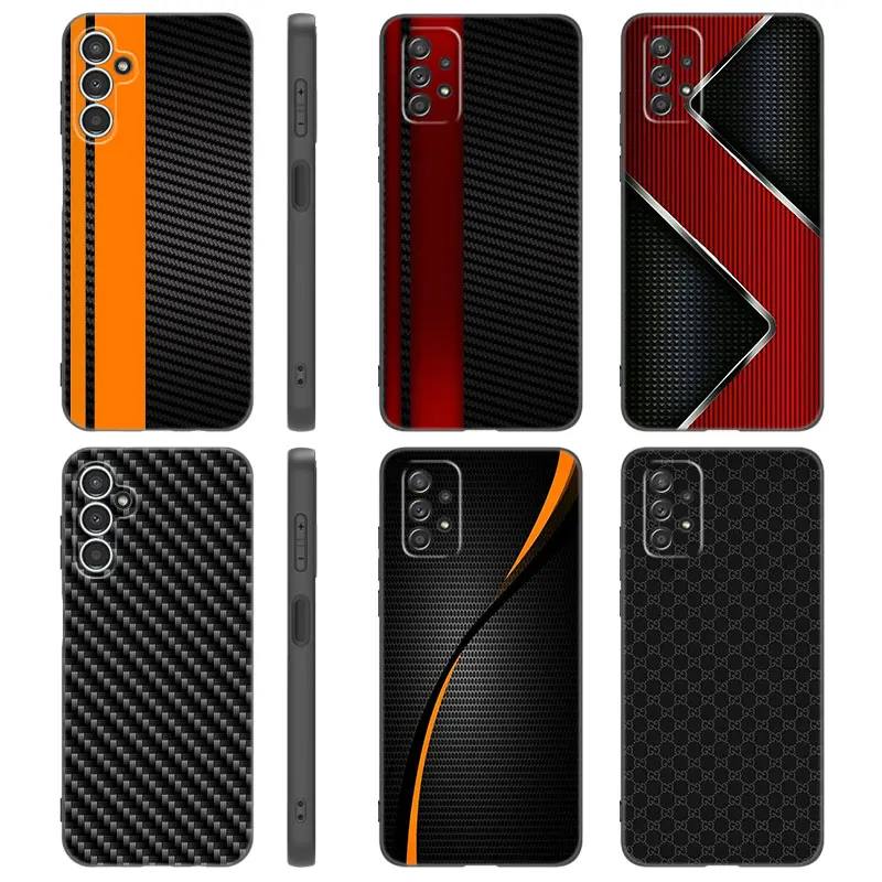 Car Carbon Fibre Line Case For Samsung A13 A22 A24 A32 4G A23 A34 A35 A52S A53 A54 A55 A73 5G A12 A14 A15 A31 A33 A50 A51 A72