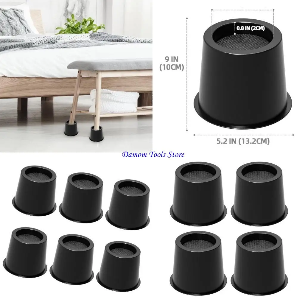 57BE 4/6/9pcs Stackable Furniture Risers 4 Inch Heavy Duty Plastic Base Universal For Bed Sofa Chair 1500lbs Weight Capacity