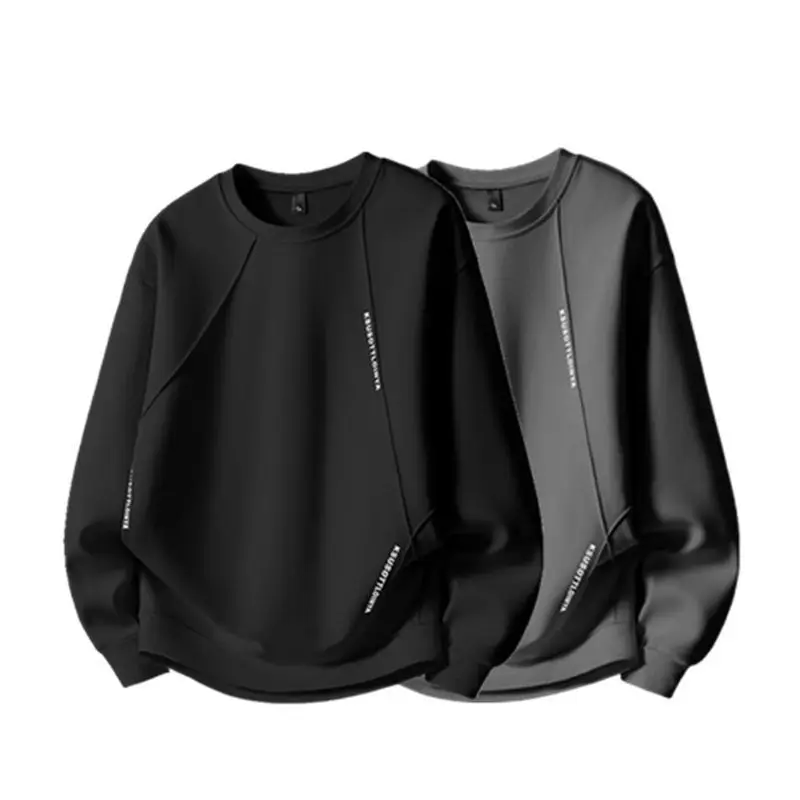 

Мужской свитер большого размера с круглым вырезом, весенне-осенний, свободный, тонкий, с длинными рукавами, базовый топ, футболка для полных мужчин