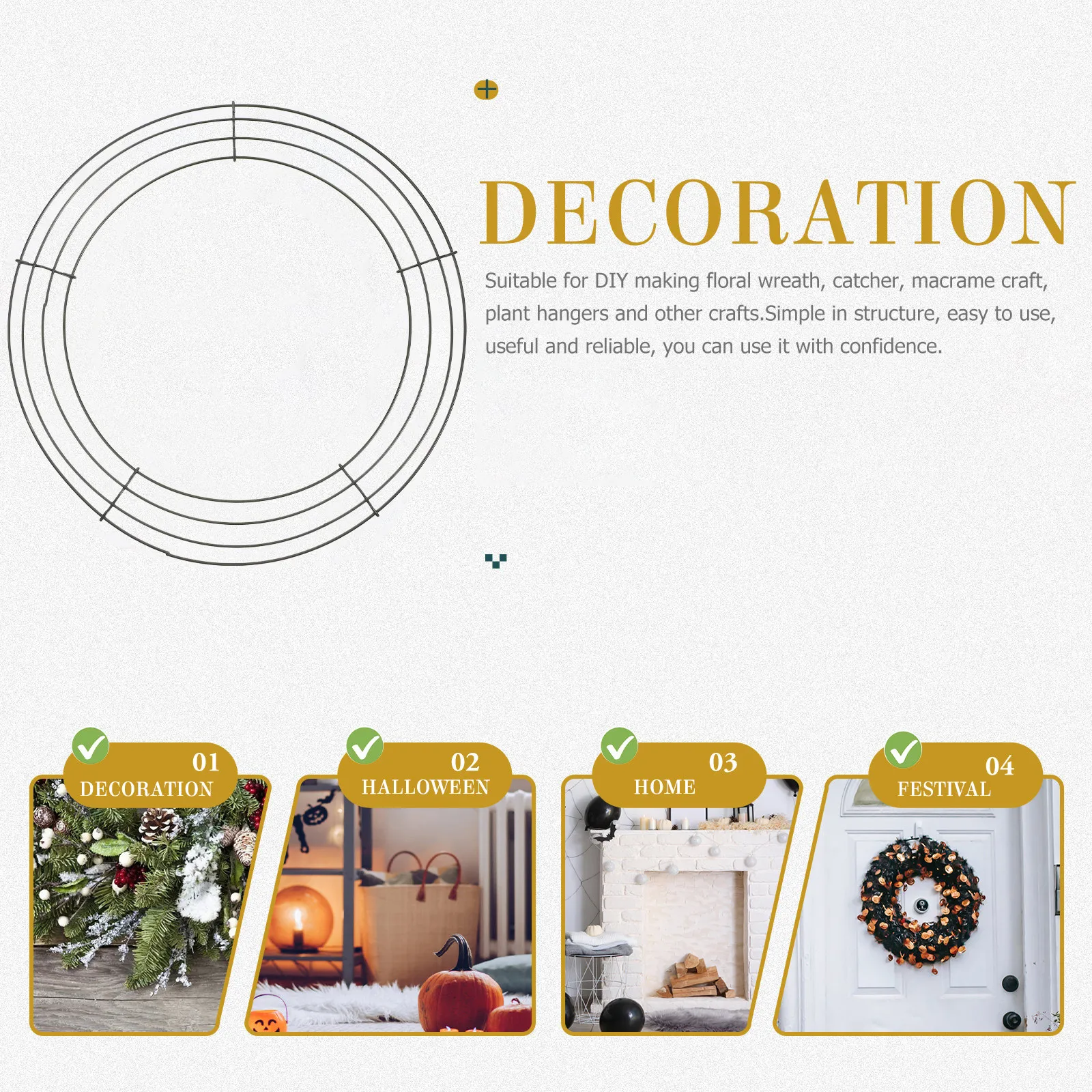 Wreath Form Wire - 2Pcs Metal Wreath Form Sturdy Iron