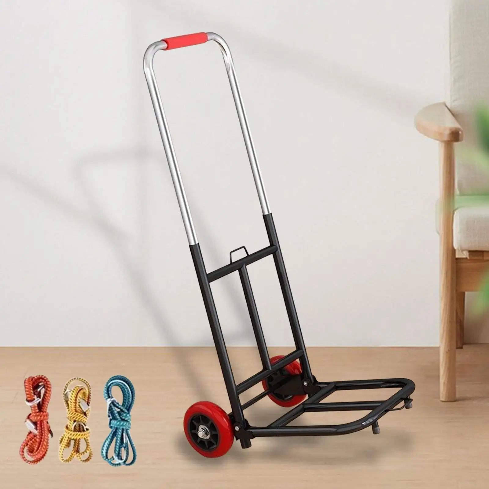 Foldable Hand Truck Dolly Adjustable Handle Trolley Cart Sturdy Retractable 22.8inch-36.2inch for Daily Use Luggage Handcart