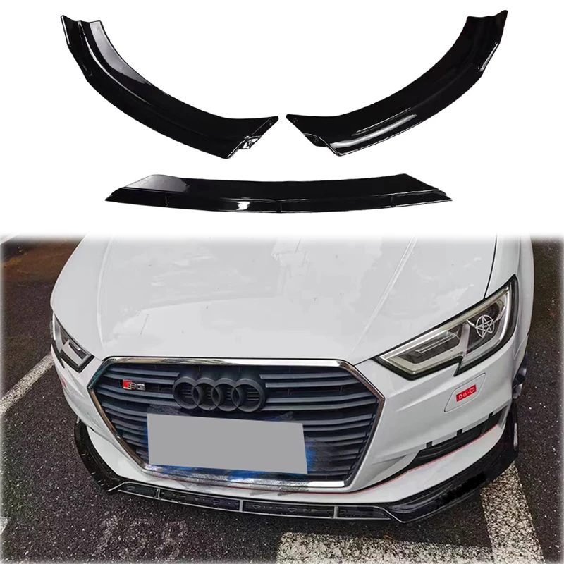 For Audi A3 S3 8V Facelift 2016-2020 Front Splitter Front bumper Lip Chin Guard Protector Covers Bumper Canards Spoiler Splitter