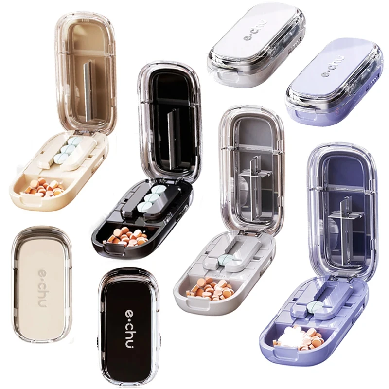 Newest Pill Cutter Storage Box Dustproof Divider Organizer Crusher Pill Cutter With Hidden Sharp Applicable to kind Pills