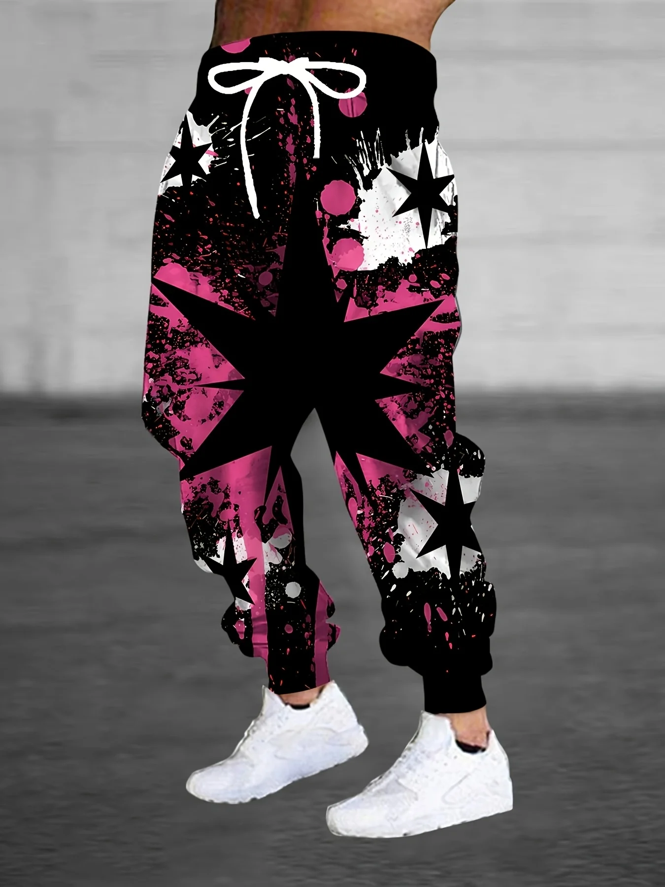 The new men's trousers for Spring and Autumn 2025 are comfortable soft casual and fashionable featuring star-printed streetwear